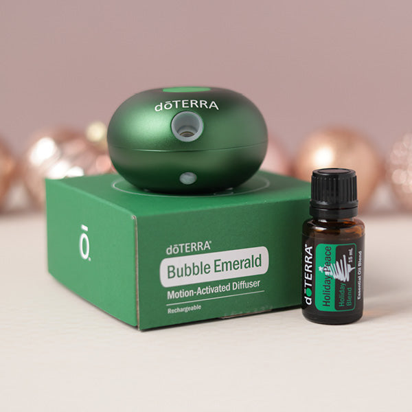 doTERRA Bubble Emerald Diffuser + Holiday Peace 15ml – Wild Lotus