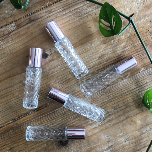 10ml Spiral Glass Roller Bottle - Blush Lid