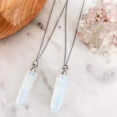 Aromatherapy Necklace - Stainless Steel Chain with Opalite Vial