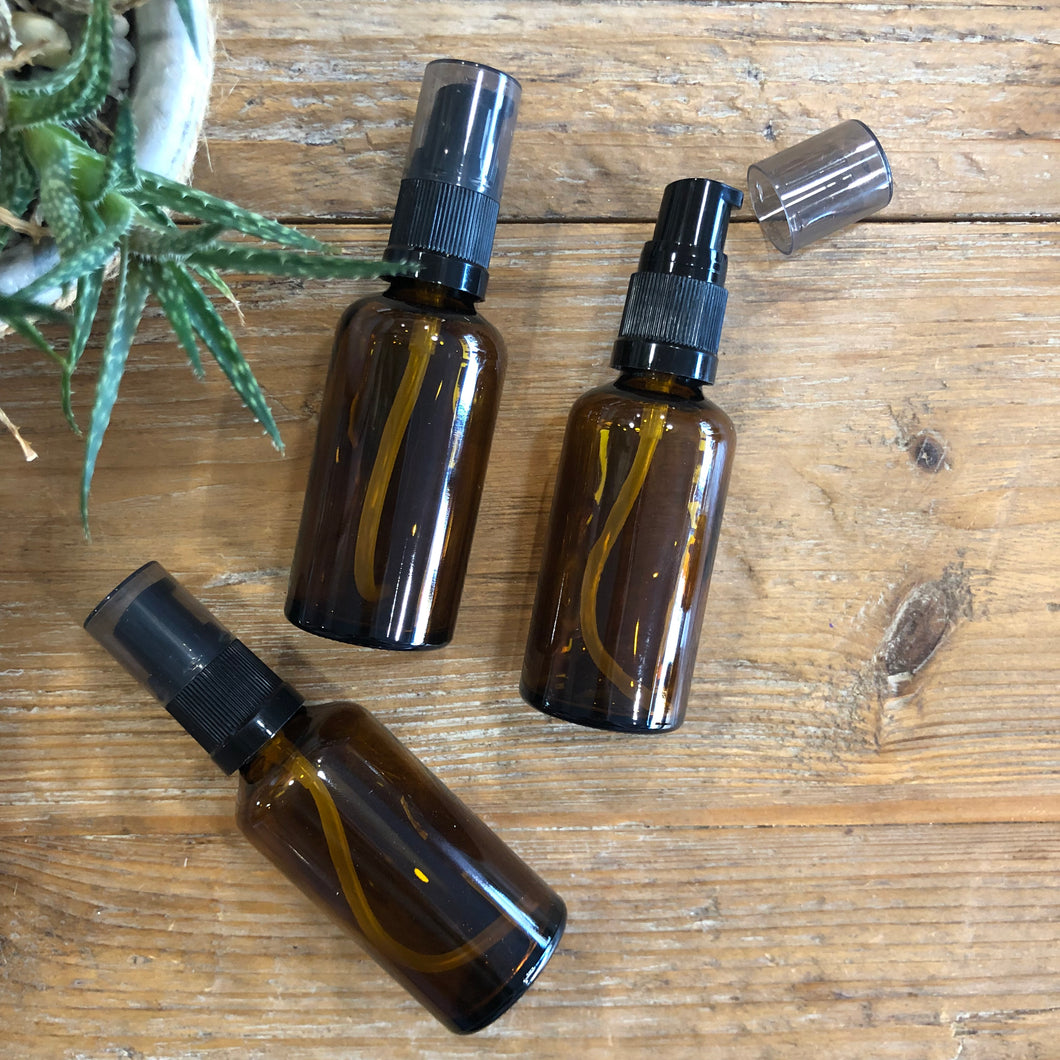 Amber Glass Pump Bottle - 50ml & 100ml