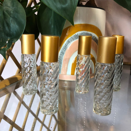 10ml Spiral Glass Roller Bottle - Gold Lid