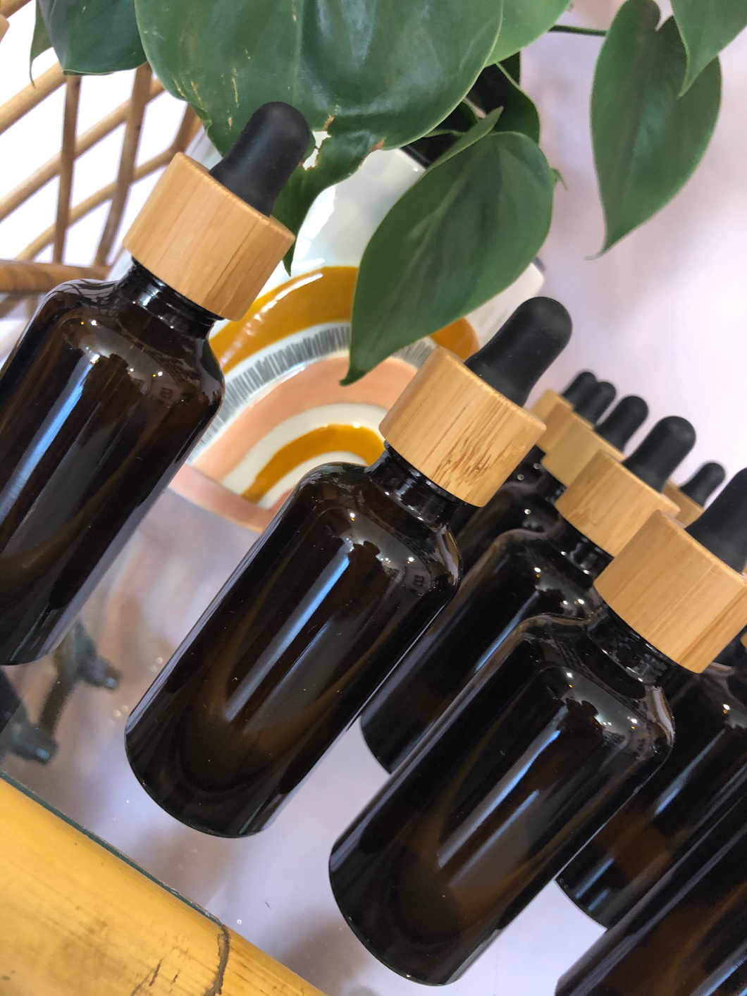 50ml Amber Glass Dropper Bottle - Bamboo Lid